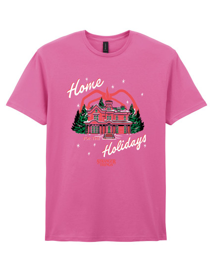 Stranger Things - Home Holidays (Pink) (tričko) obrázok 1
