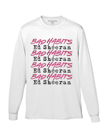 Ed Sheeran - Bad Habits Stack (White) (Long Sleeve) obrázok 1