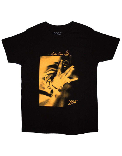 Tupac - Fingers Orange Tone (Black) (tričko) obrázok 1