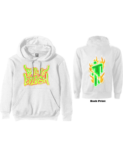 Billie Eilish - Airbrush Flames Blohsh (White) (Back Print) (mikina) obrázok 1