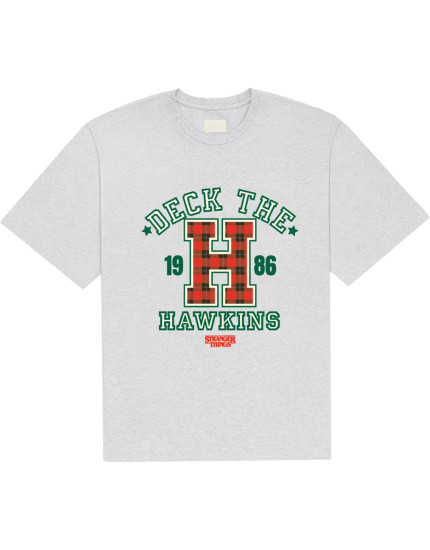 Stranger Things - Deck The Hawkins (Grey) (tričko) obrázok 1
