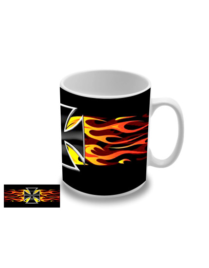 Choppers - Flamed Iron Cross hrnček obrázok 1