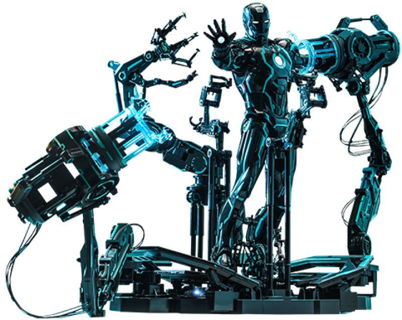 Iron Man 2 akčná figúrka 1/6 Neon Tech Iron Man with Suit-Up Gantry 32 cm
